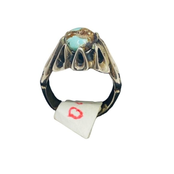 Navajo Turquoise Chocolate Brown Matrix Ring 925 Silver Size 8.5 Vintage - Picture 4 of 13